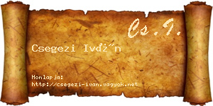 Csegezi Iván névjegykártya